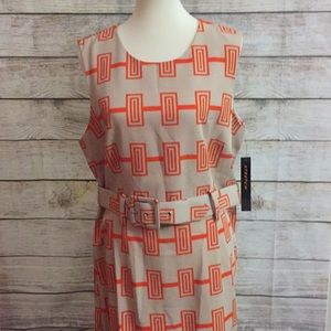 Hello Gorgeous! Orange and tan belted dress. NWT